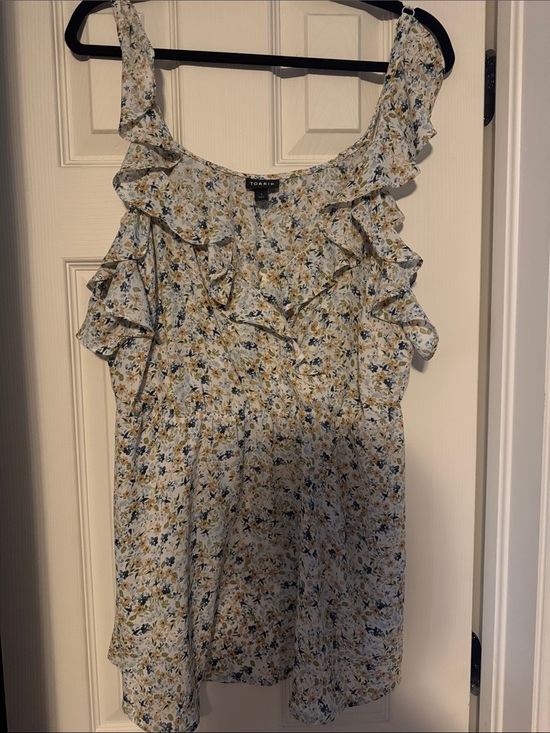 torrid Tops - torrid Yellow & Blue Floral Ruffle Camisole
